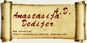 Anastasija Dedijer vizit kartica